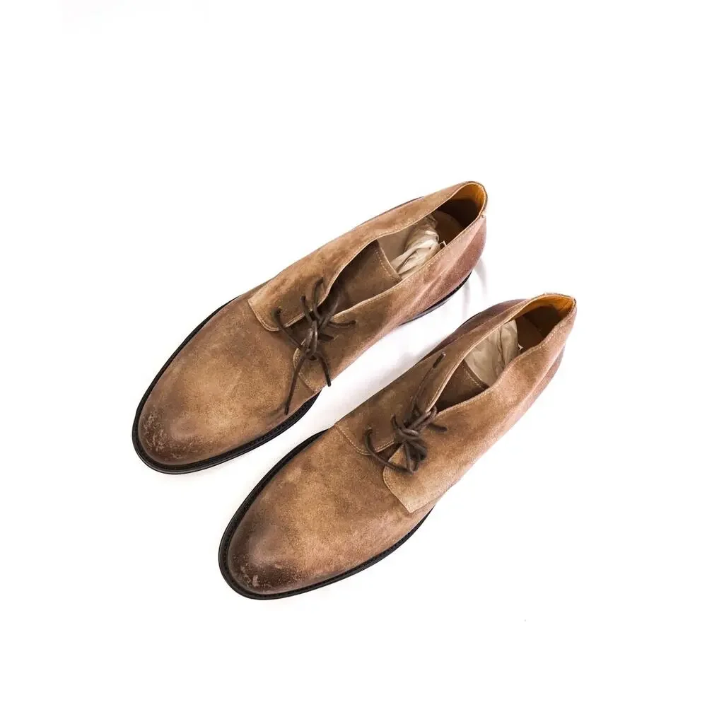$975 DOUCAL'S - Tan Suede Distressed Chukka Boots - US 10 (43EU)